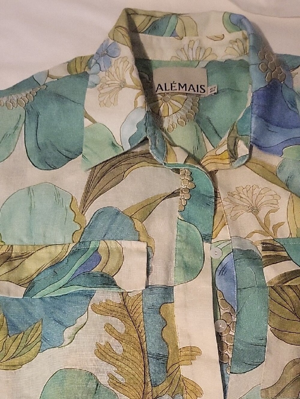 Alemais Floral Shirtdress in Teal, Blue, Green on Cream - Picture 3 of 11